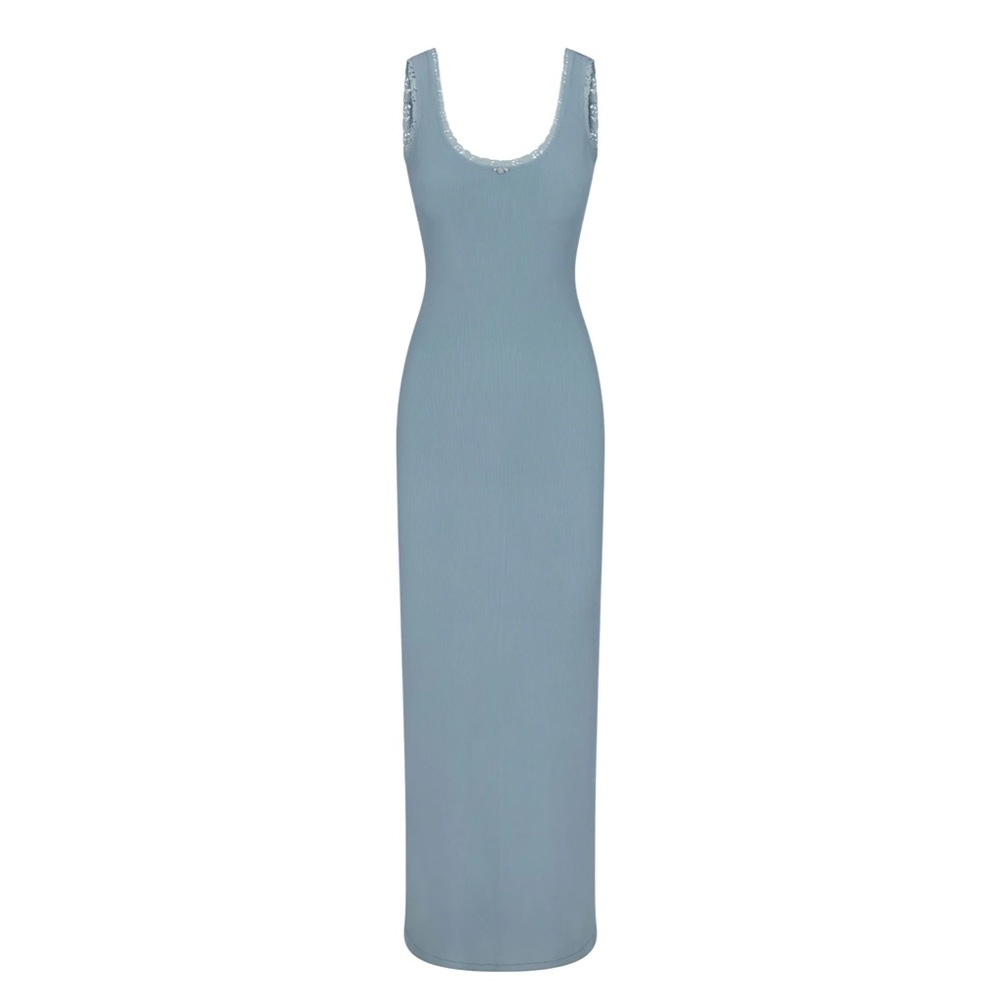 SKIMS SOFT LOUNGE LACE SCOOP NECK DRESS | ARCTIC -